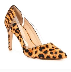 ANTONIO MELANI Carlenie Leopard Print Calf Hair/Vinyl Pumps Size 7